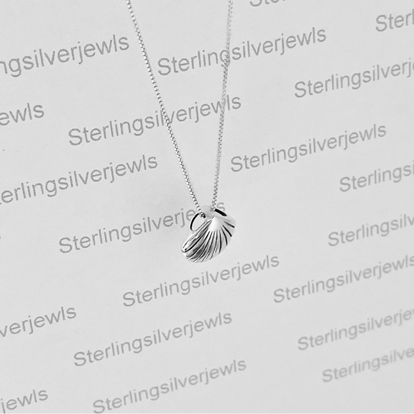 Sterling Silver Small Seashell Necklace, Beach Necklace, Silver Necklaces - Picture 8 of 14